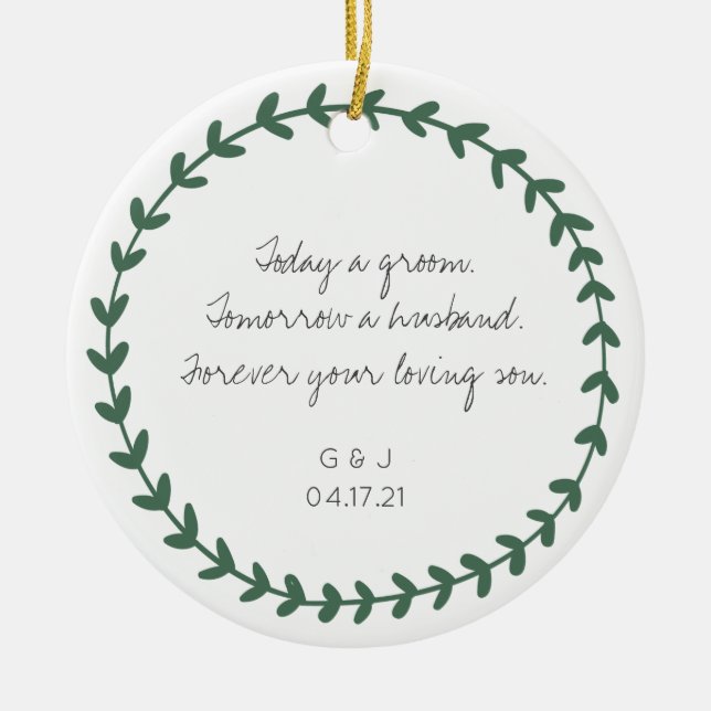 Parents of the Groom Thank You Gift - Simple Ceramic Ornament (Front)