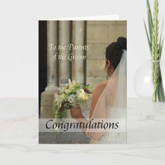 Parents of the groom wedding congratulations card (Front)
