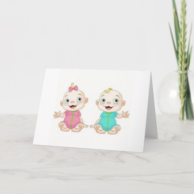 PARENTS OF TWIN BOY/TWIN GIRL CONGRATULATIONS CARD (Front)