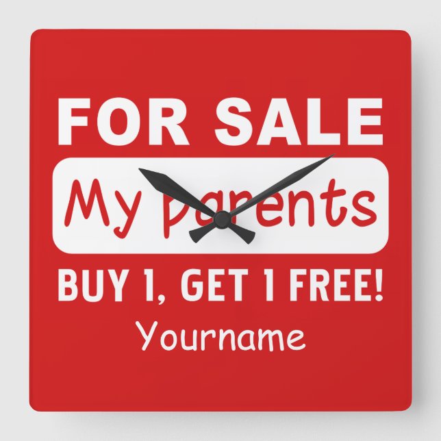 PARENTS POUR LA VENTE horloge murale personnalisée (Recto)