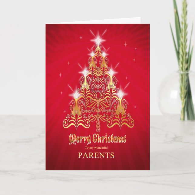 Parents, Stylized Christmas tree Christmas card (Front)