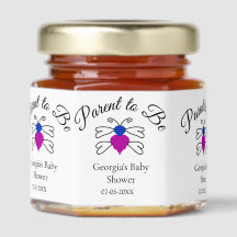 Parents to be blue pink baby shower honey bee text