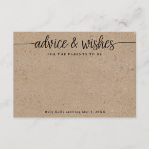 Parents to Be Rustic Kraft Wishes and Advice Cards