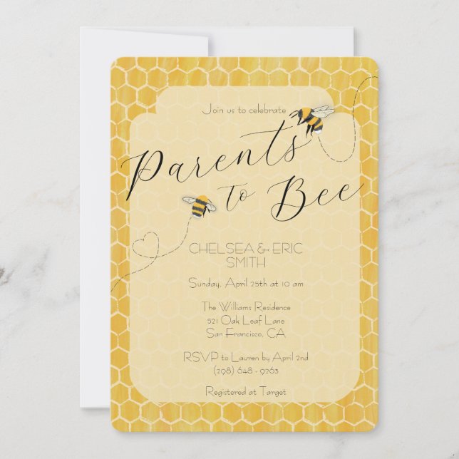 Parents to Bee Honeybee Baby Shower Invitation (Front)