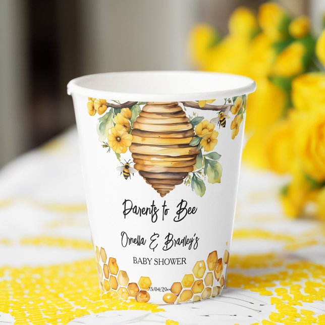 Parents to bee spring bee baby shower template paper cups (Parents to bee spring honey bee baby shower template paper cups personalized tableware)