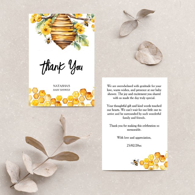 Parents to bee spring bee baby shower thank you (Parents to bee spring bee baby shower thank you card yellow flowers bee hive honey bees thank you)