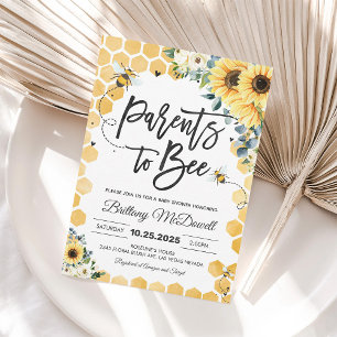 Parents to Bee Yellow Floral Baby Shower Invite