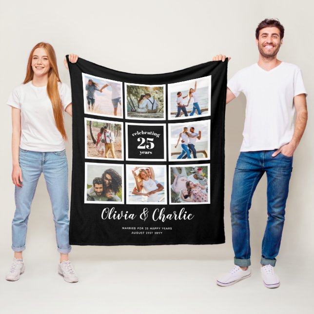 Parents Wedding Anniversary PHOTO Custom Branded   Fleece Blanket (In Situ)