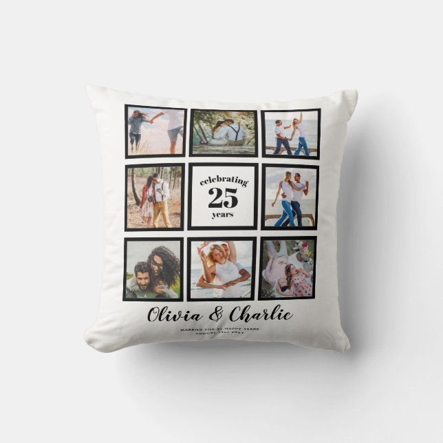 Parents Wedding Anniversary PHOTO Custom Branded   Throw Pillow (Front)