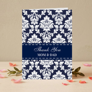 Parents Wedding Day Damask Thank You Card