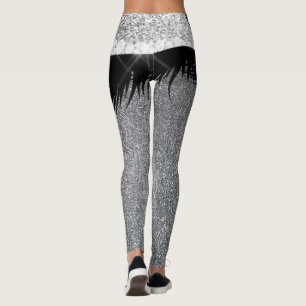 Parero Skirt Silver Glitter Sparkly Glam Black Leggings