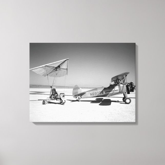 Paresev 1-A on Lakebed with Tow Plane Canvas Print (Front)
