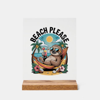 Paresseux avec glace été plage s'il vous plaît