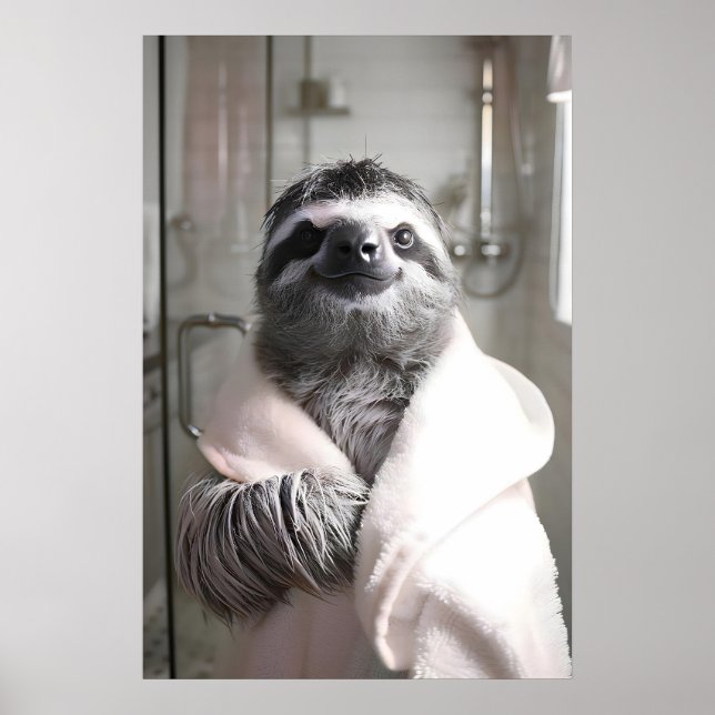 Paresseux drôle en robe de chambre, décoration mur (Devant)