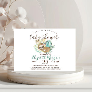 Paresseux endormi, Palmier, Invitation Baby Shower