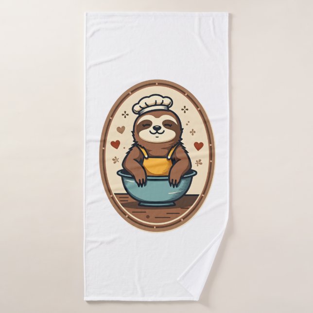 Paresseux Vintage Boulanger Mignon Art de Boulange (Serviette de bain)