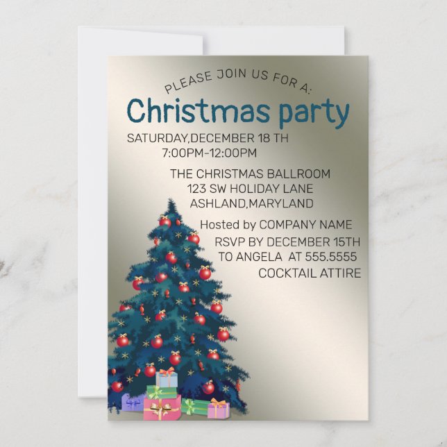 Parfait, Beau, Invitation Arbre de Noël (Devant)