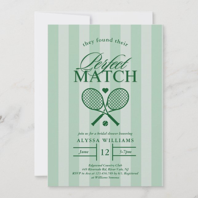 Parfait Match Tennis Bridal Shower Invitation (Devant)