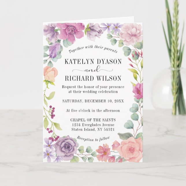 Parfait pastels Faire-part de mariage design flora (Devant)