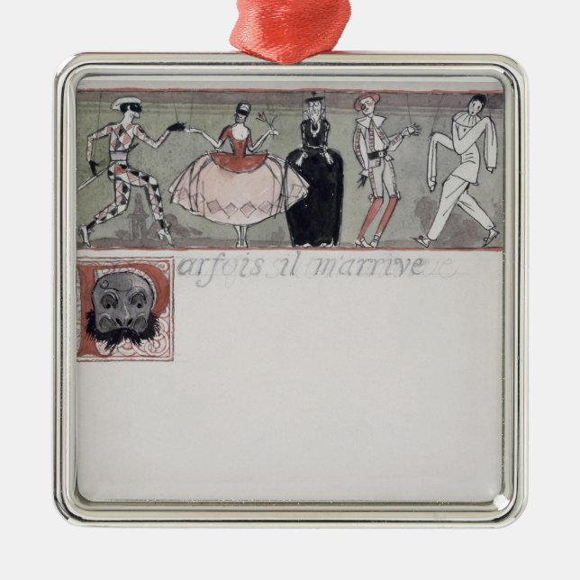 'Parfois il m'arrive' (ink and w/c on paper) Metal Ornament (Front)