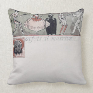 'Parfois il m'arrive' (ink and w/c on paper) Throw Pillow