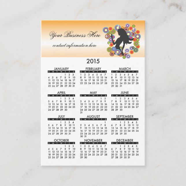 Parfum 2015 de calendrier de carte de visite (Devant)