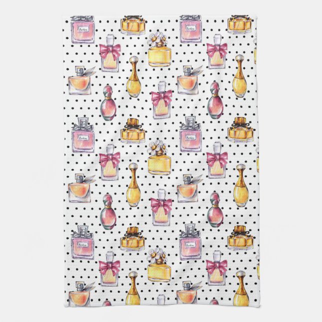 Parfum Bottle Pattern Kitchen Towel (Vertical)