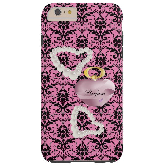 Parfum & Pearls Pink Damask iPhone6Plus Tough Case (Back)