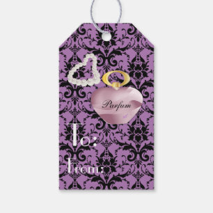 Parfum & Pearls Purple & Black 2 Damask Gift Tag