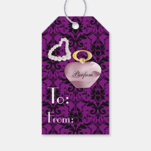 Parfum & Pearls Purple & Black 3 Damask Gift Tag