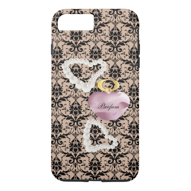 Parfum & Pearls Taupe Damask iPhone7PlusTough Case (Back)