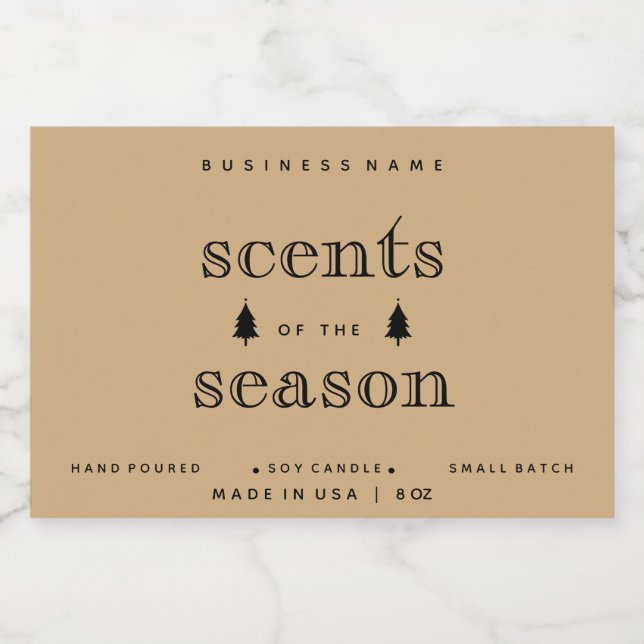 Parfums de saison Noël Bougie Étiquette Design (Étiquettes simples)