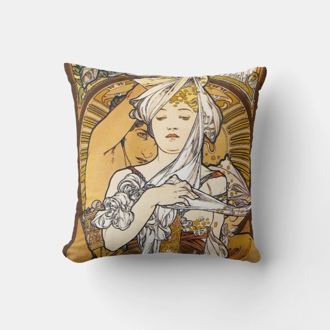 Paris 1900, Alphonse Mucha Throw Pillow (Front)