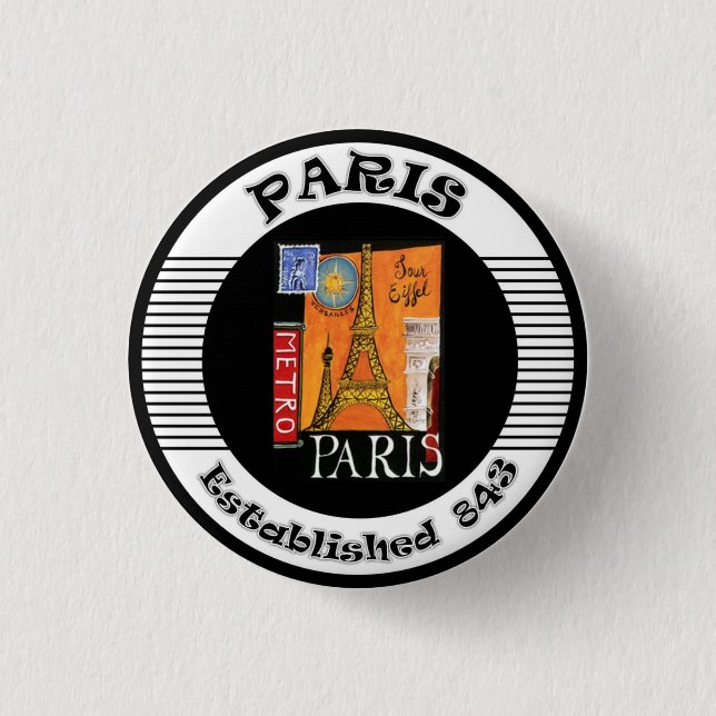 Paris 1 Inch Round Button (Front)