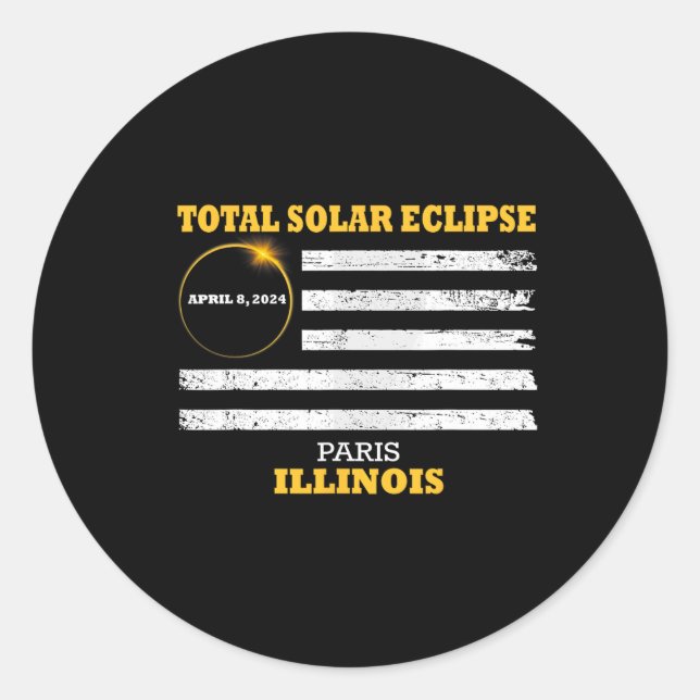 Paris 2024 Solar Eclipse 2024 040824 Eclipse  Classic Round Sticker (Front)