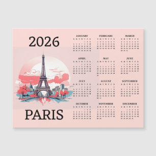 Paris 2026 Calendar Magnetic Card