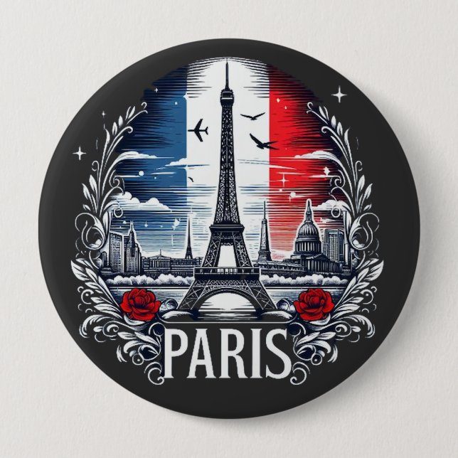 paris 4 inch round button (Front)