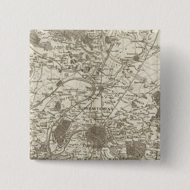 Paris 5 2 inch square button (Front)