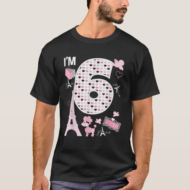 Paris 6th Birthday Girl Paris 6 Year Old Matching  T-Shirt (Front)