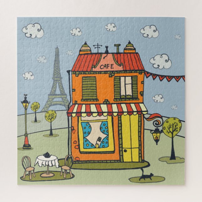 Paris a France Café Puzzle (Vertical)