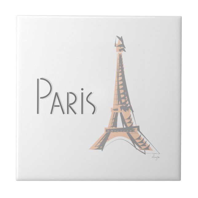 PARIS Abstract Grey Eiffel Tower Tile (Front)