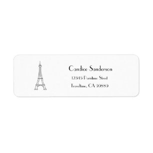 Paris Address Label, Travel Theme Party Label