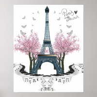Paris Amour Pretty Eiffel Tower Poster
