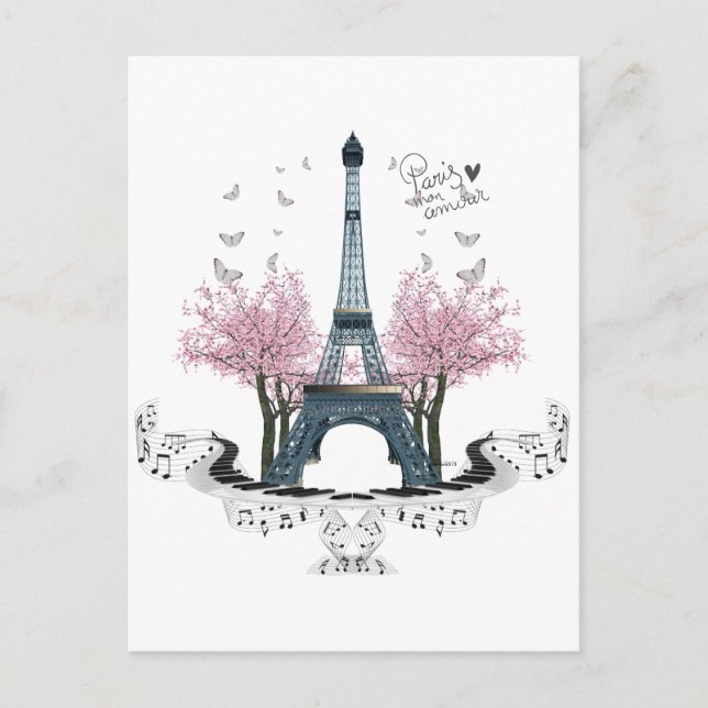 Paris Amour Wrapped Canvas Print Postcard (Front)