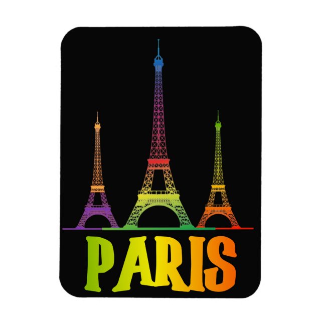 PARIS AND EIFFEL TOWER IN GRADIENT COLORS, AWESOME MAGNET (Vertical)