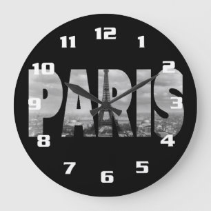 Paris and Eiffel Tower Large Clock