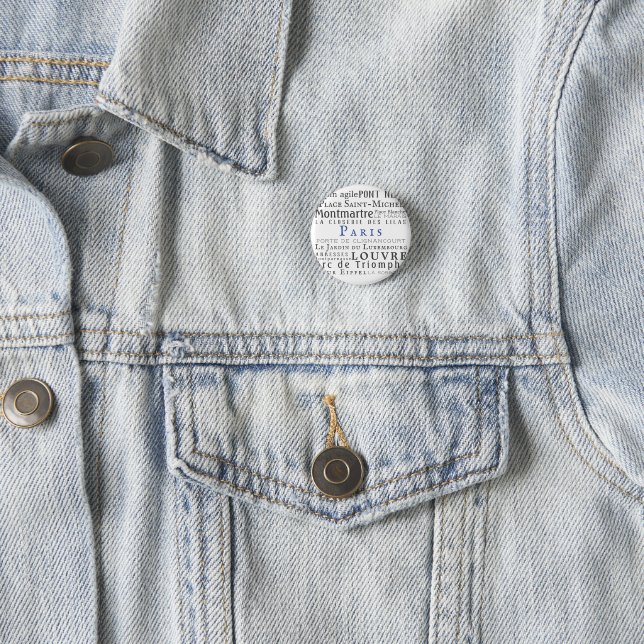 Paris and its landmarks 1 inch round button (In Situ)