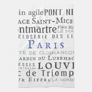 Paris and its landmarks kitchen towel