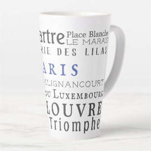 Paris and its landmarks latte mug