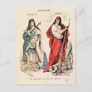 Paris and Versailles Glaring at Each Other, 1871 Postcard
